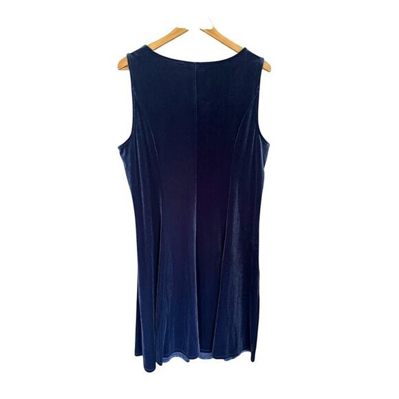 Susan Graver XL Velvet Velour 2 Piece Set Jacket Shell Blue Midi Dress Office - Picture 5 of 14